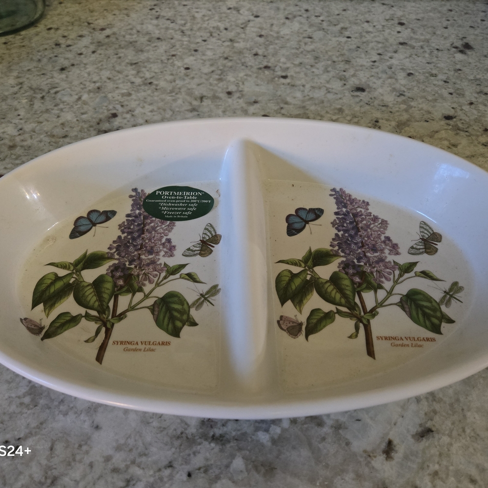 Portmeirion Lilac and Butterfly Divided Plate